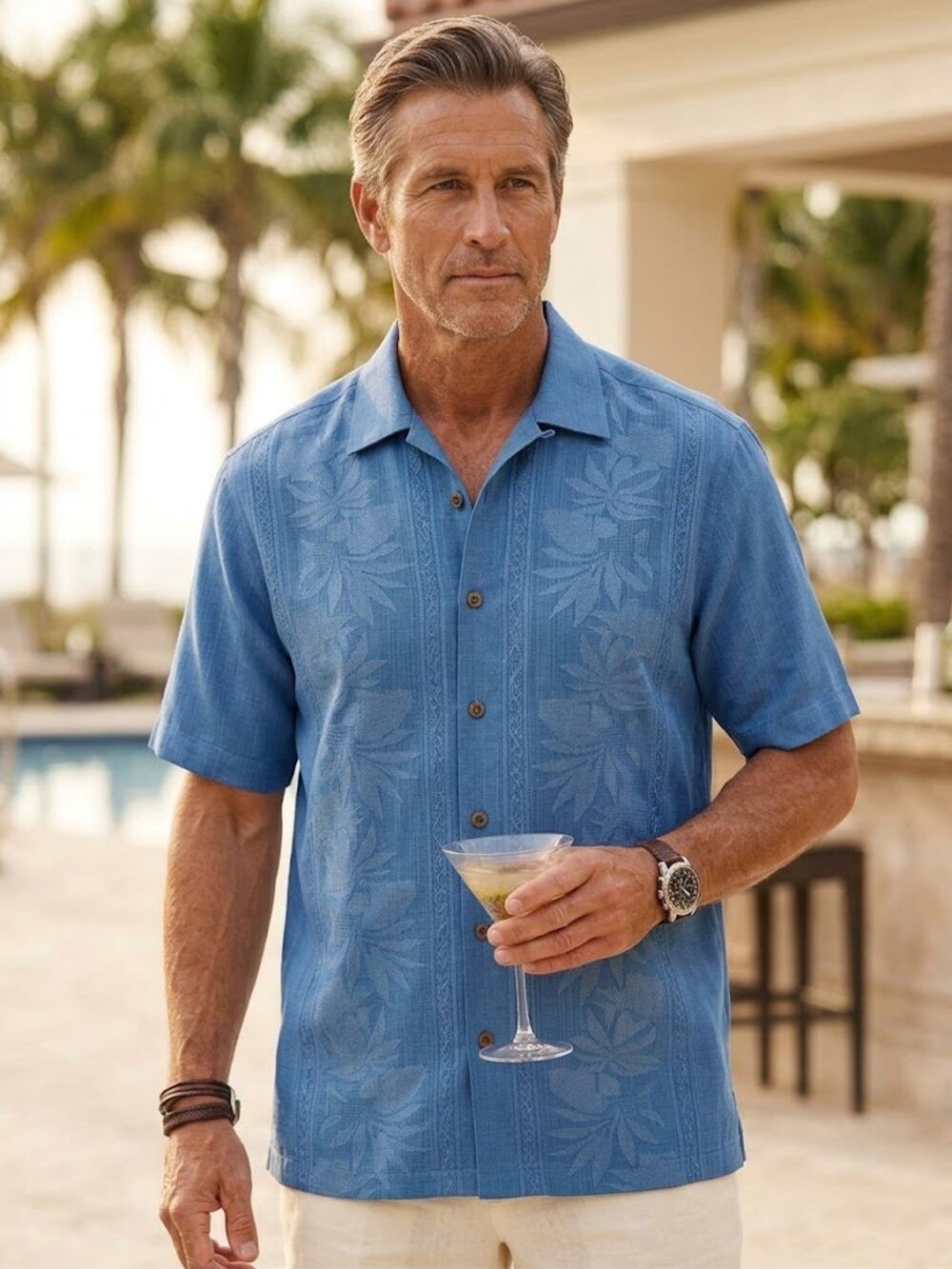 Tommy Bahama Wild Blossom Silk Camp Shirt Size M $128 in Palace Blue